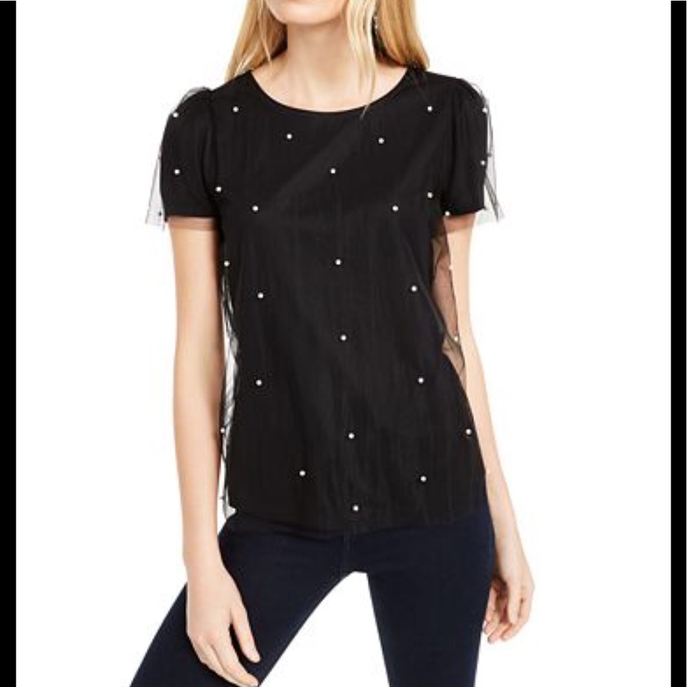 🎉HP🎉INC  Imitation Pearl &Tulle Top